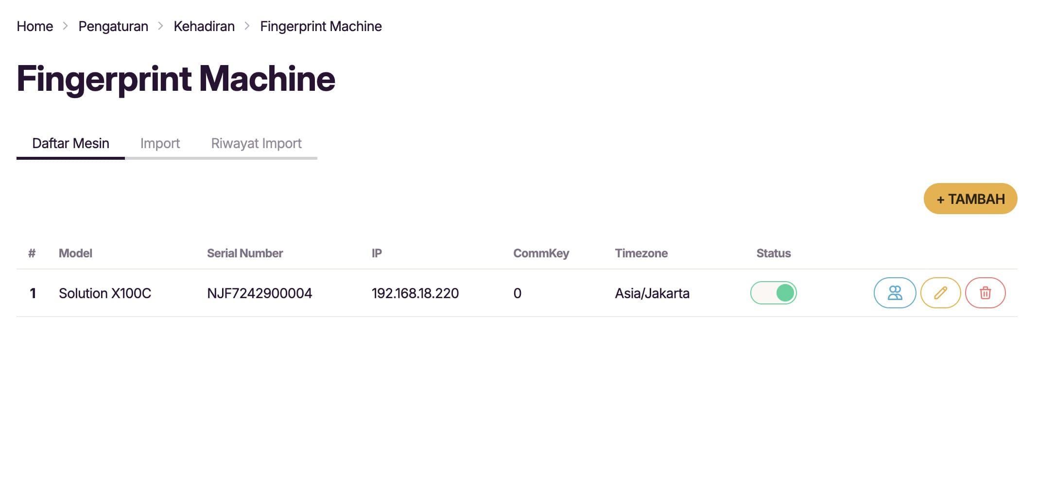 Fingerprint Dashboard