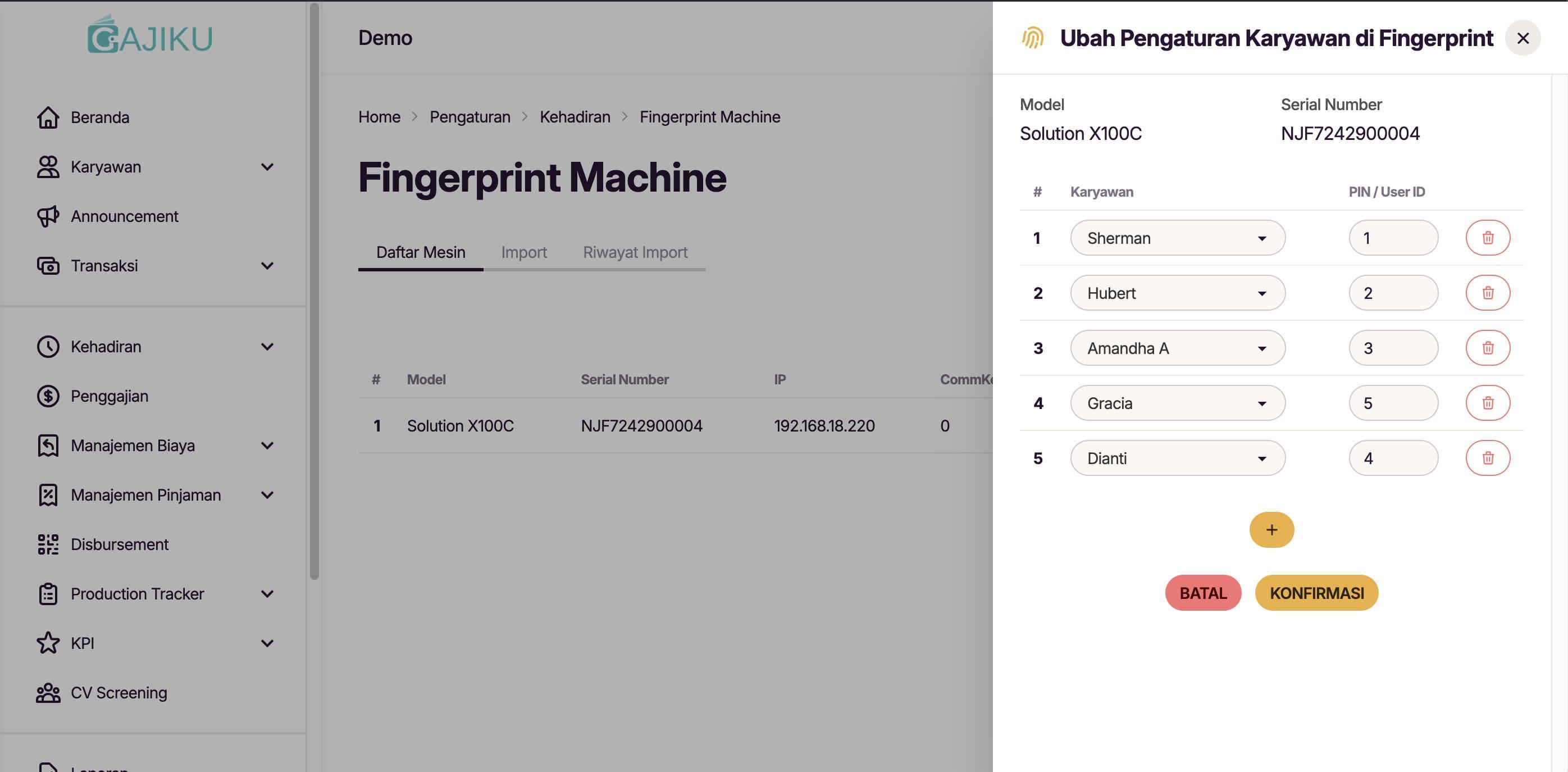 Fingerprint Dashboard